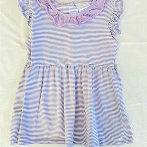 Stitchy Fish Lavender Striped Girls Top Size 8 (Like New)